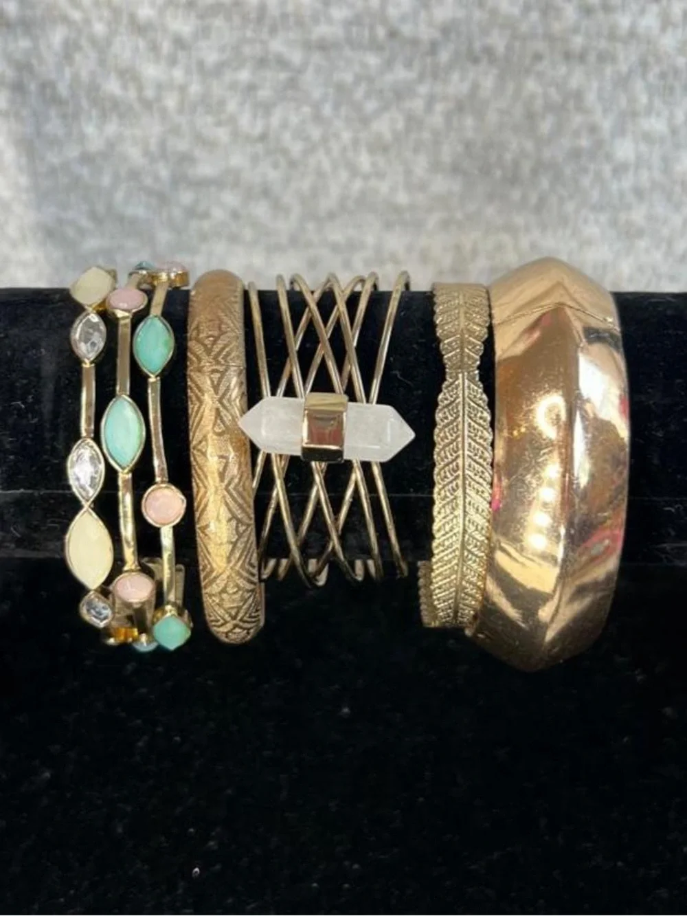 Y2K gold tone bangle stack
